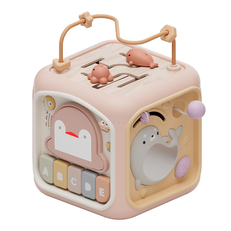 Juguete multifuncional hexahedro para bebés y bebés con forma de tambor y cuentas para emparejar juguetes de educación temprana para bebés