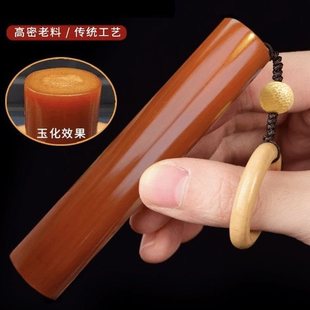 Solid Bamboo Jade Carving Hand Piece, Old Jade Bamboo Pendant, High-Density Bamboo with Fish Scale Pattern, Portable Niche Hand Piece
