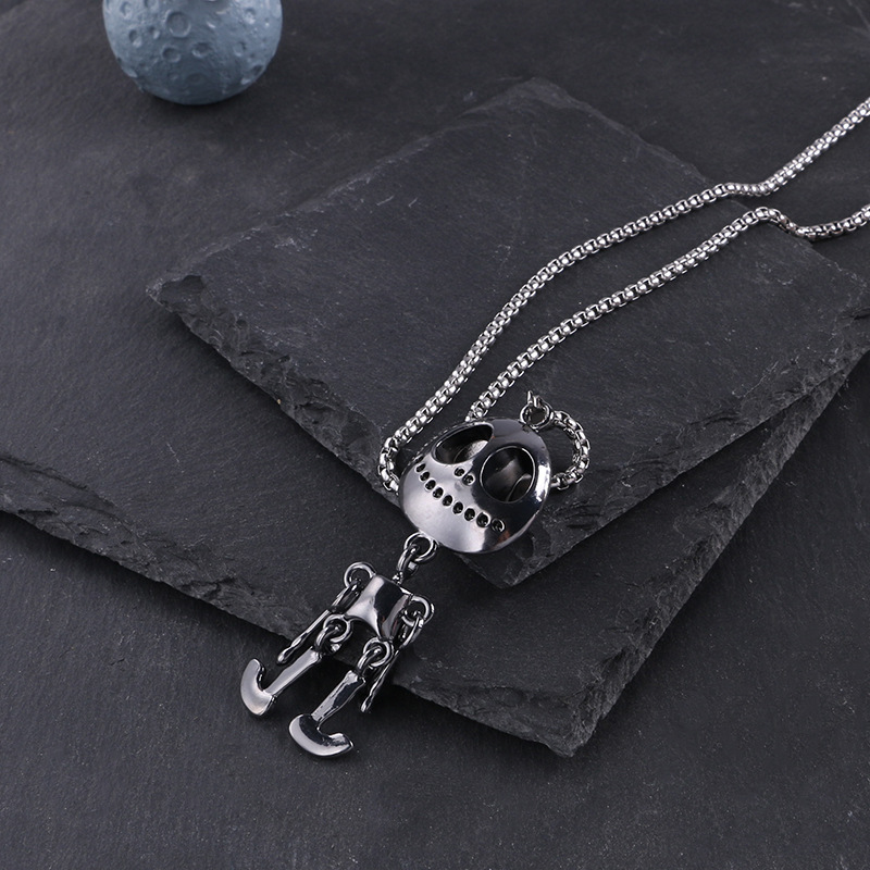 Chaîne de pull avec pendentif de célébrité sur Internet de la rue hip-hop à la mode, nouvelle tendance de collier de crâne de fantôme extraterrestre_voghion.com