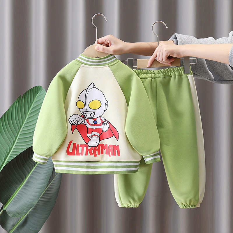 7782 ropa para niños, traje de primavera para niños, traje de béisbol a juego para niños de estilo occidental, traje de dos piezas de marca de moda casual de primavera y otoño