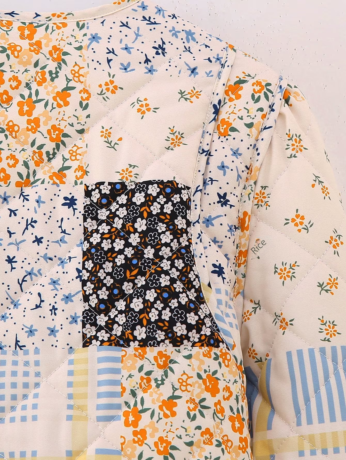 Damen Steppjacke Mit Blumenmuster Im Europäischen Retro-stil_voghion.com