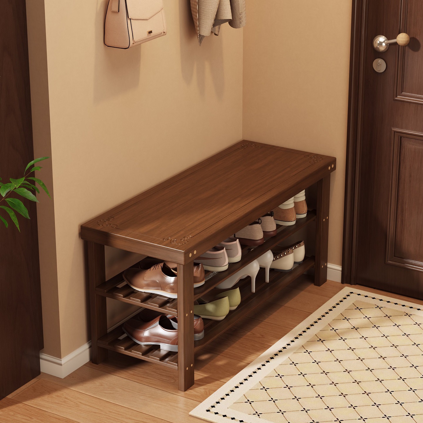 Shoe Rack Integrated Shoe Changing Stool for Home Entrance and Corridor Can Sit on Simple Multi-Layer Rental Room with Entry Storage Shoe Stool