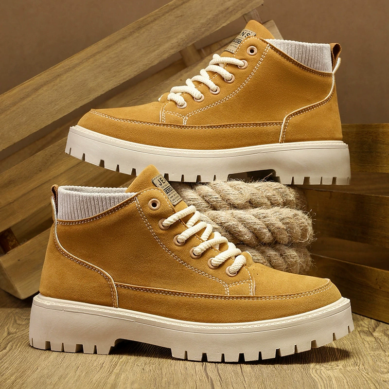 Британский стиль мужские ботинки Martin осенние и зимние новые кожаные толстые подошвы увеличены на открытом воздухе спортивные мотоциклетные ботинки мужские ботинки