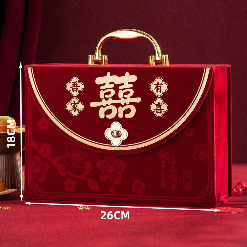 订婚彩礼钱盒子订亲提亲聘礼装彩礼的箱子盒子结婚用品烫金礼金箱|undefined