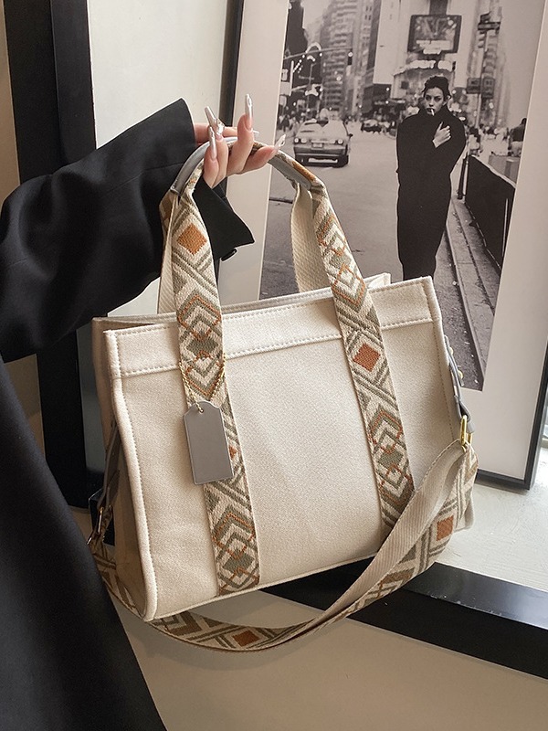 Bolso de lona transfronterizo para mujer, nuevo estilo 2025, informal, ligero, de gran capacidad, para el día a día, bolso de hombro y bandolera a la moda para mujer