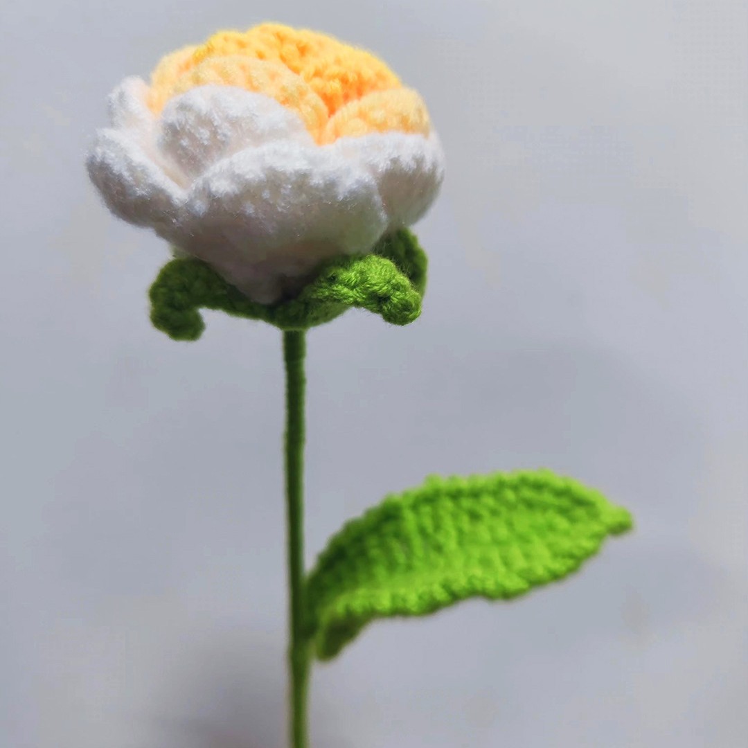 Hecho a mano artificial Rosa acabado lana tejida Rosa crochet decoración del hogar ramo regalo Día de San Valentín