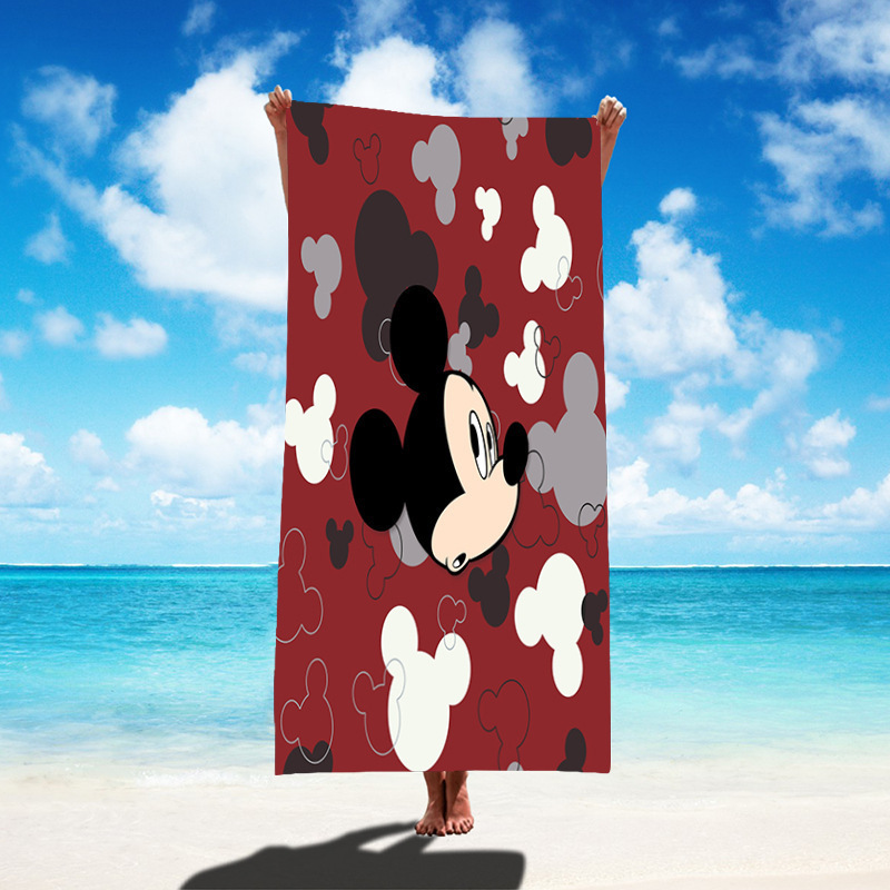 Cross-border Foreign Trade Factory Fairy Tale Mickey Minnie Miaomiao House Mickey Mouse Beach Towel Sand-proof Bath Towel Quick-drying Absorbent