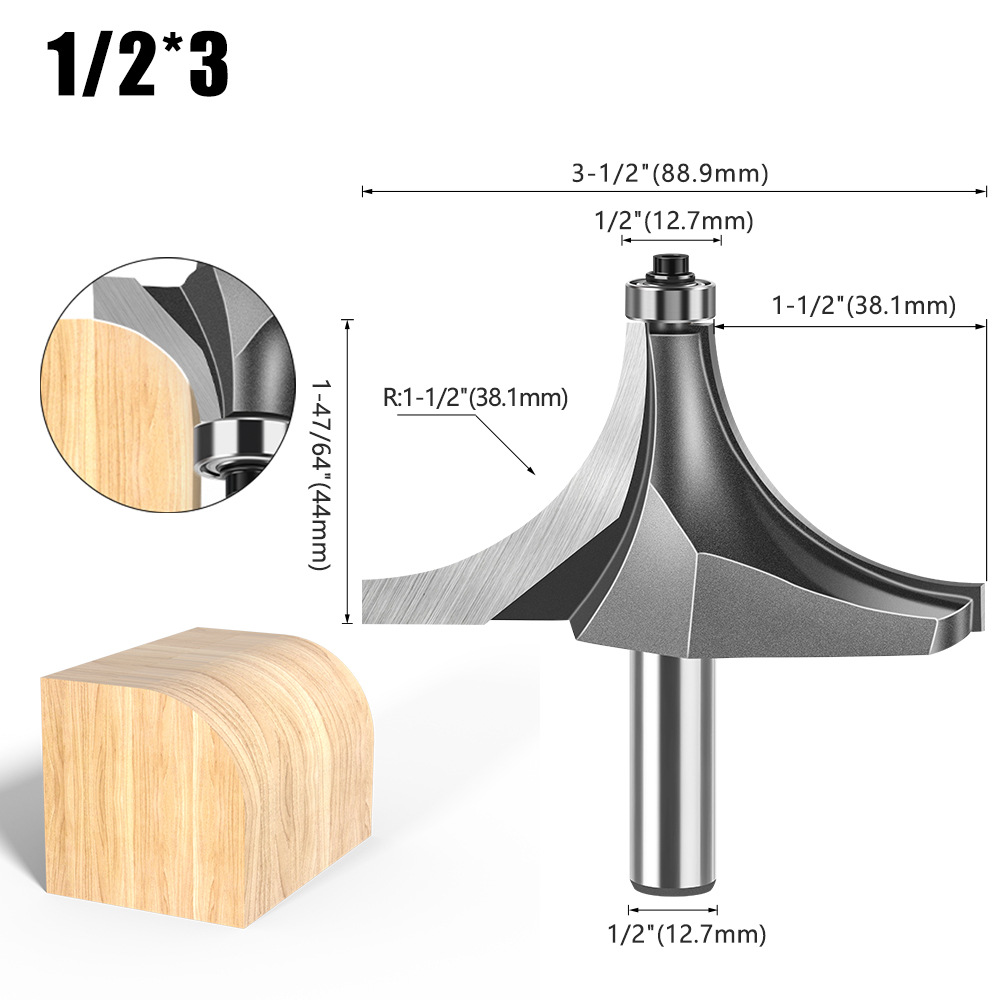 Cuchillo redondo de carpintería de 1/4 mango 1/2 mango Cuchillo redondo de uso común Cuchillo redondo de aleación de alta calidad Cabeza de corte