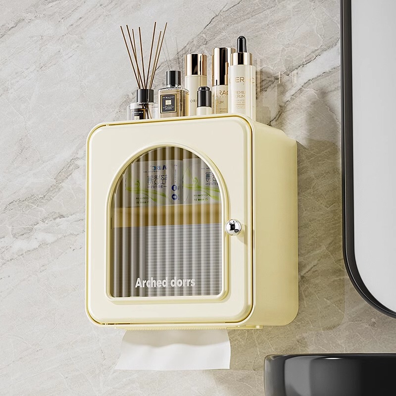 Toilet Toilet Paper Box Toilet Tissue Box Waterproof Punch-free Bathroom Wall Hanging Roll Paper Sucker Toilet Paper Storage Rack