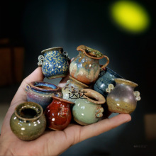 桌面摆件多肉盆盆透气特小景德镇窑变迷你蘑菇控养双耳大手工