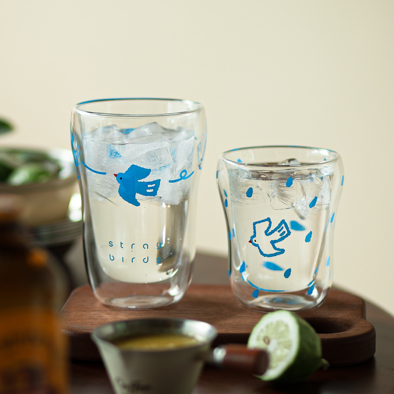 Fei Niao series double-layer glass cup, high-quality new design, popular among internet users, heat-resistant, suitable for home use as a coffee cup