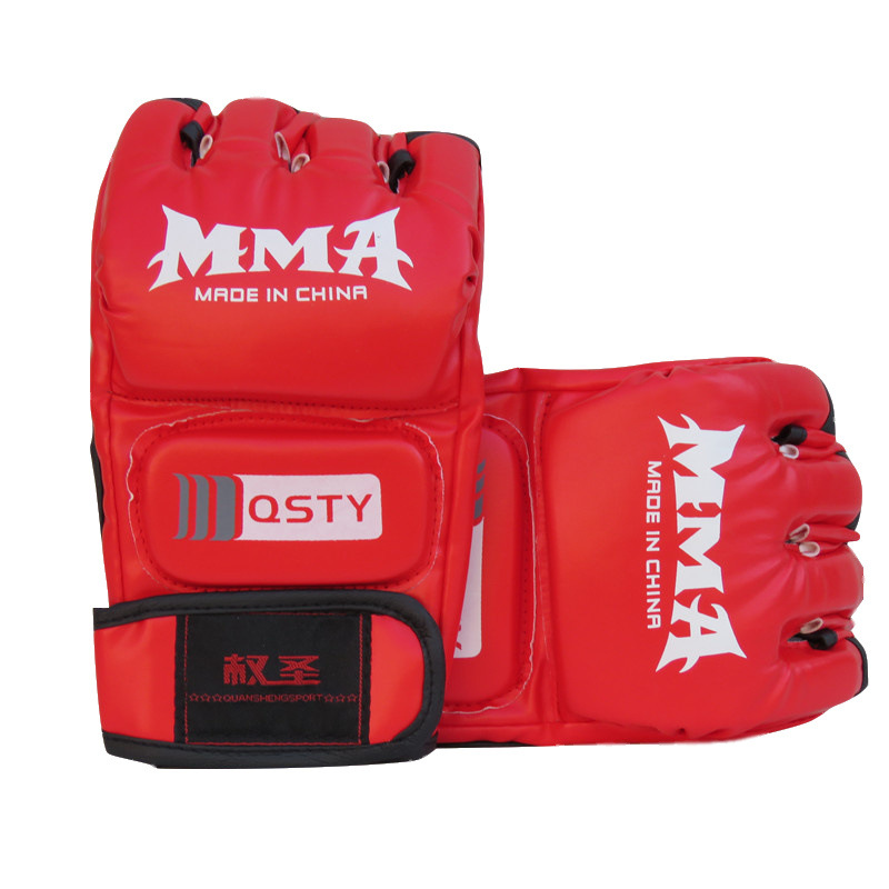 Guante de boxeo MMA medio dedo guante de boxeo adulto hombre Sanda Muay Thai entrenamiento de lucha UFC profesional de lucha femenina bolsa de arena