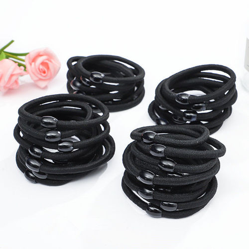 Korean version i bold basic headband black simple rubber band high elastic hair band black bean hair rope hair accessories 2 yuan store source