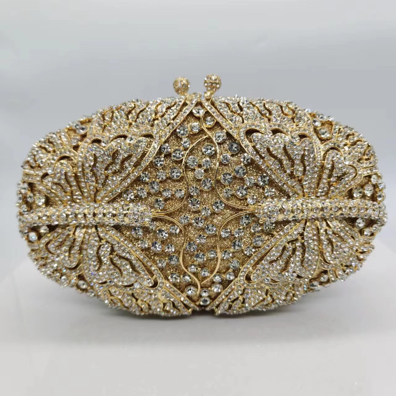 Túi clutch nữ đính kim cương hình bướm dự tiệc cao cấp — Màu vàng, Vàng hồng, Cá tính đặt làm