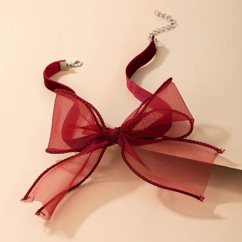 1 Piece Quantity Holiday, Street Occasion Retro Flower Bow Knot Gauze Choker Wholesale