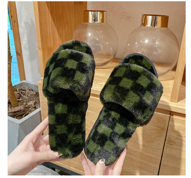 Autumn And Winter New Open Toe Celebrity Mesh Cotton Slippers Women S Fashion Indoor Home Fleece_voghion.com