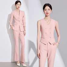 职业西装套装女春秋季商务正装女神范气场强大西服马甲裤子三件套