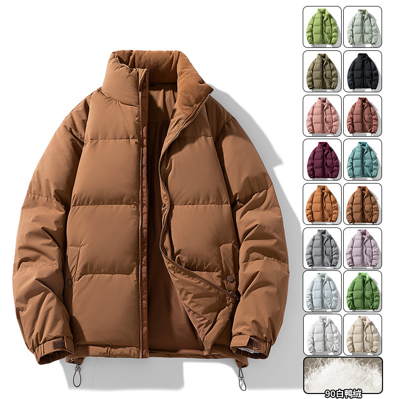 Quality Inspection 90 White Duck Down Jacket Men's Winter New Multi-color Loose Set Collar Jacket Couple's Simple All-match Top