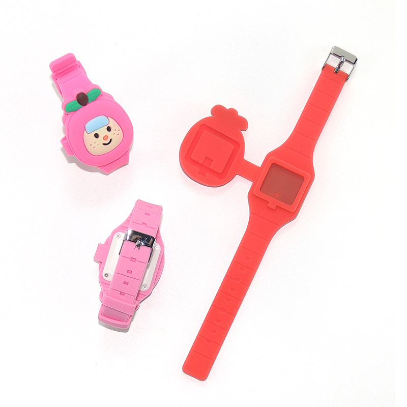 Apple, electronic children's cartoon solid color watch, internet celebrity, with LED display 5