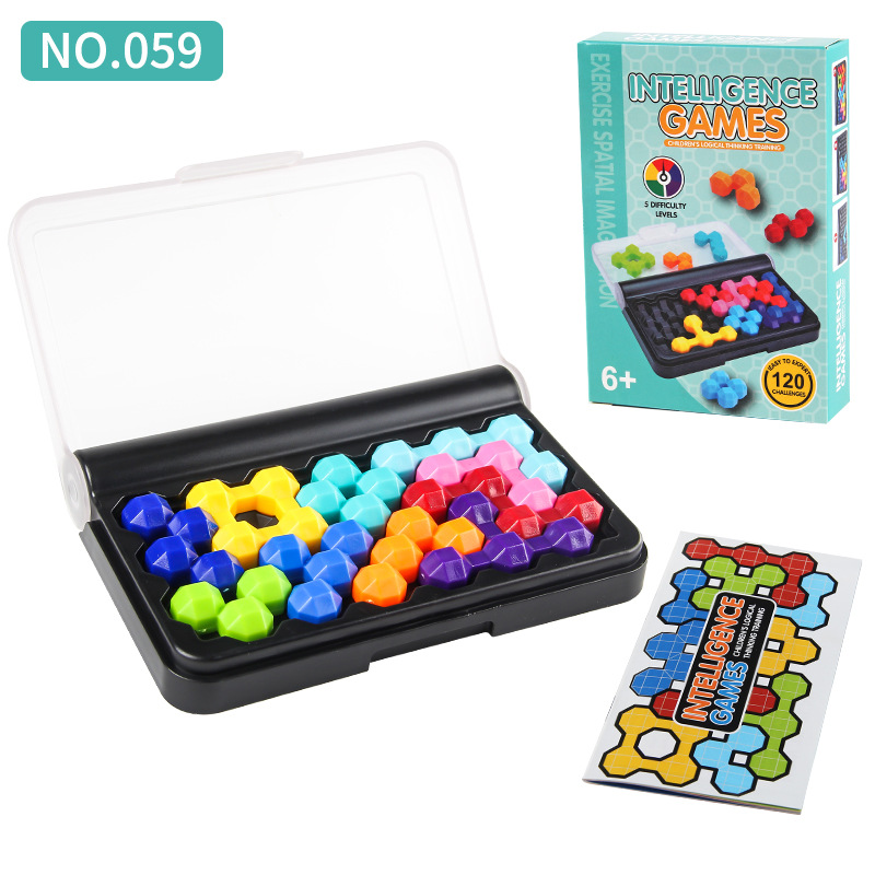 Exportación transfronteriza cerebro entrenamiento de pensamiento lógico juegos de mesa rompecabezas inteligente juegos de bolsillo juguetes de perlas de color