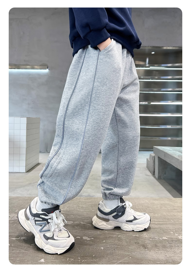 乡情浓 运动裤子春秋新款韩版洋气长裤中大童反光 条卫裤