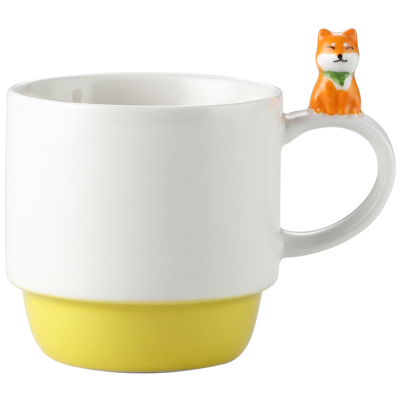 Shiba Inu taza plegable Taza de cerámica taza de avena taza de desayuno lindo chica Oficina Casa taza de café