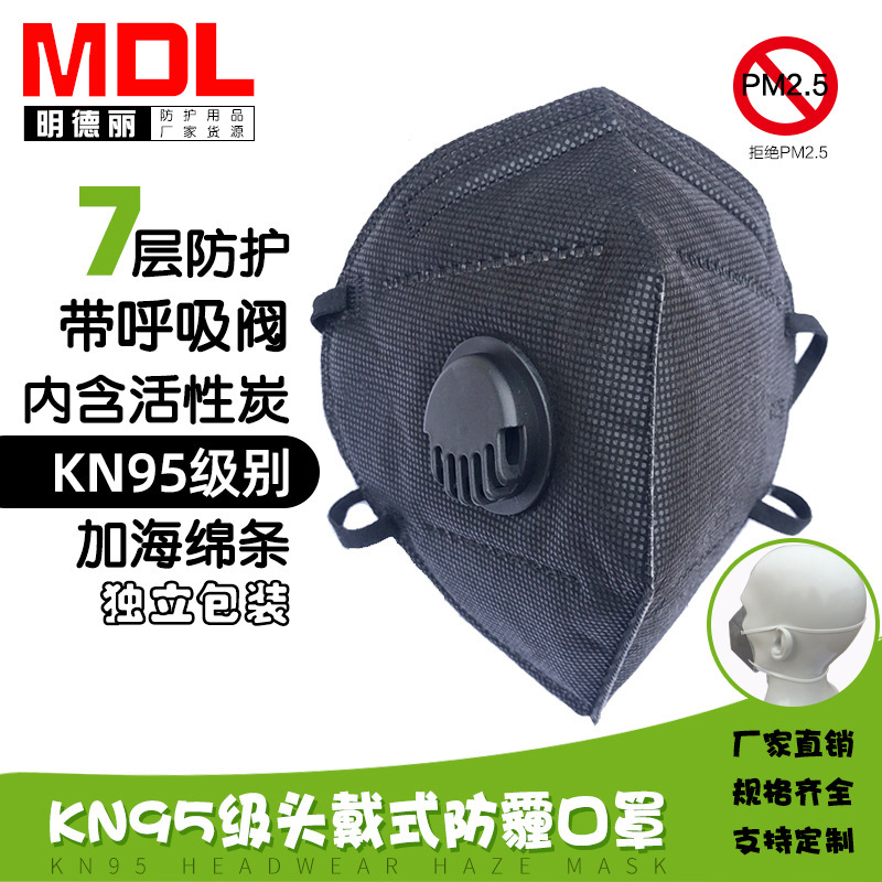 头戴款带阀kn95口罩 工业防粉尘防飞沫七层活性炭溶喷布防护面罩