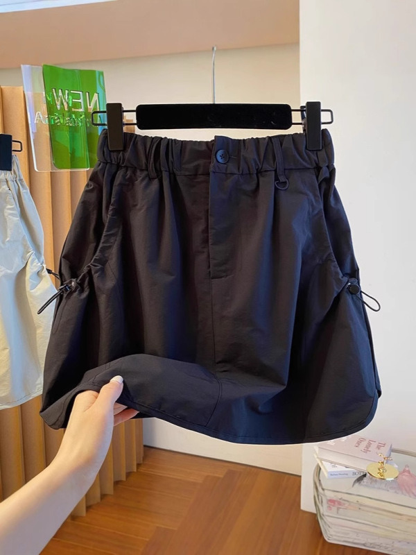ヨーロッパ作業服スカート女性のための夏の 2025 新しいルーズハイウエストスリムレトロ露出防止ヒップカバースカートパンツ|undefined