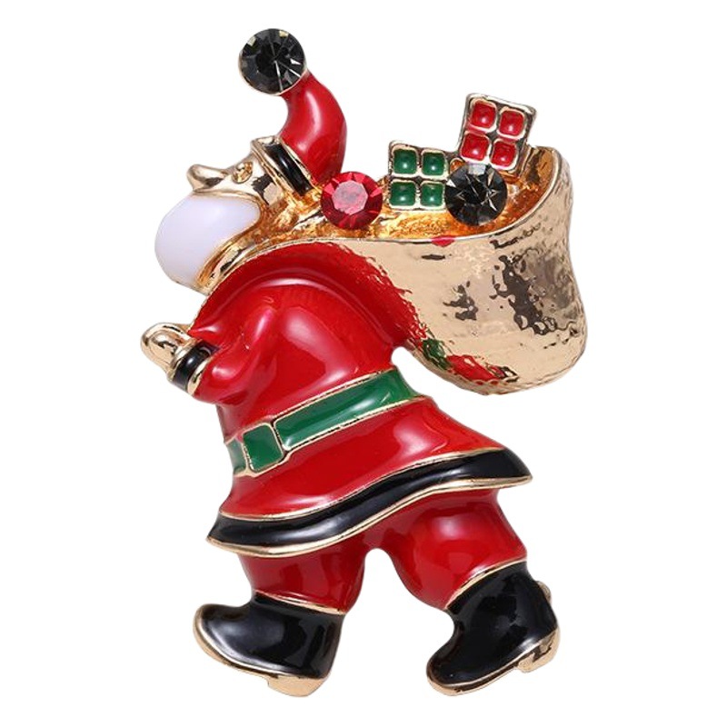 Bonito broche de sombrero de Navidad de diamantes de imitación de esmalte de aleación de moda juguetón y versátil para mujer, broche de joyería de ramillete