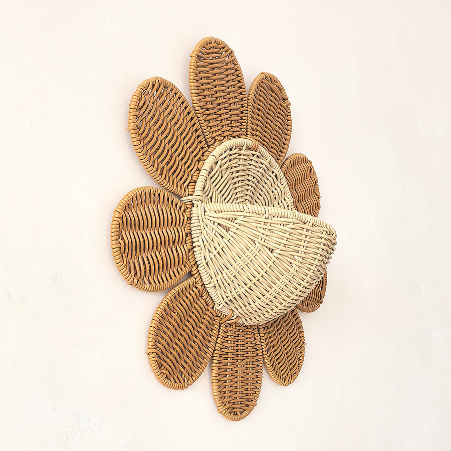 Canasta de pared de ratán nórdico Canasta de almacenamiento de llave de entrada Baño B & B Habitación infantil Decoración de pared Canasta de almacenamiento