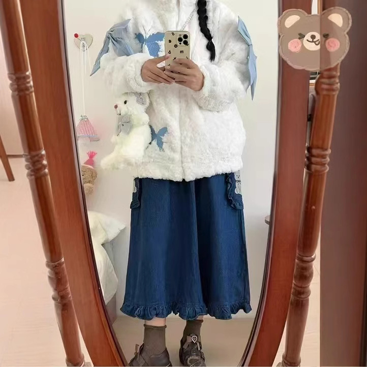 (2개) 블루 스웨터 카디건 니트 가을과 겨울 새로운 봉제 자켓