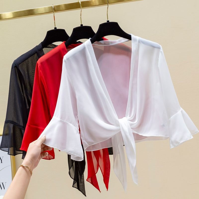 Thin Outer Shawl with Suspender Skirt, Summer Short Versatile Large Size Sun Protection Air-Conditioned Sun Protection Shirt Thin Outer Shawl with Suspender Skirt, Summer Short Versatile Large Size Sun Protection Air-Conditioned Sun Protection Shirt