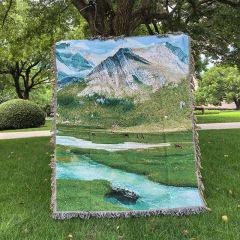 广阔草原牛羊风景画墙面装饰挂毯中古风背景布高级感挂毯棉线毯子