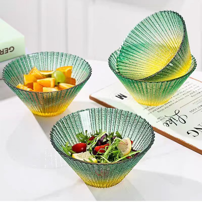 과일 접시 높은 아름다움 가치 과일 그릇 투명한 유리 그릇 고온 저항하는 수프 그릇 거실 가정용 살라 그릇