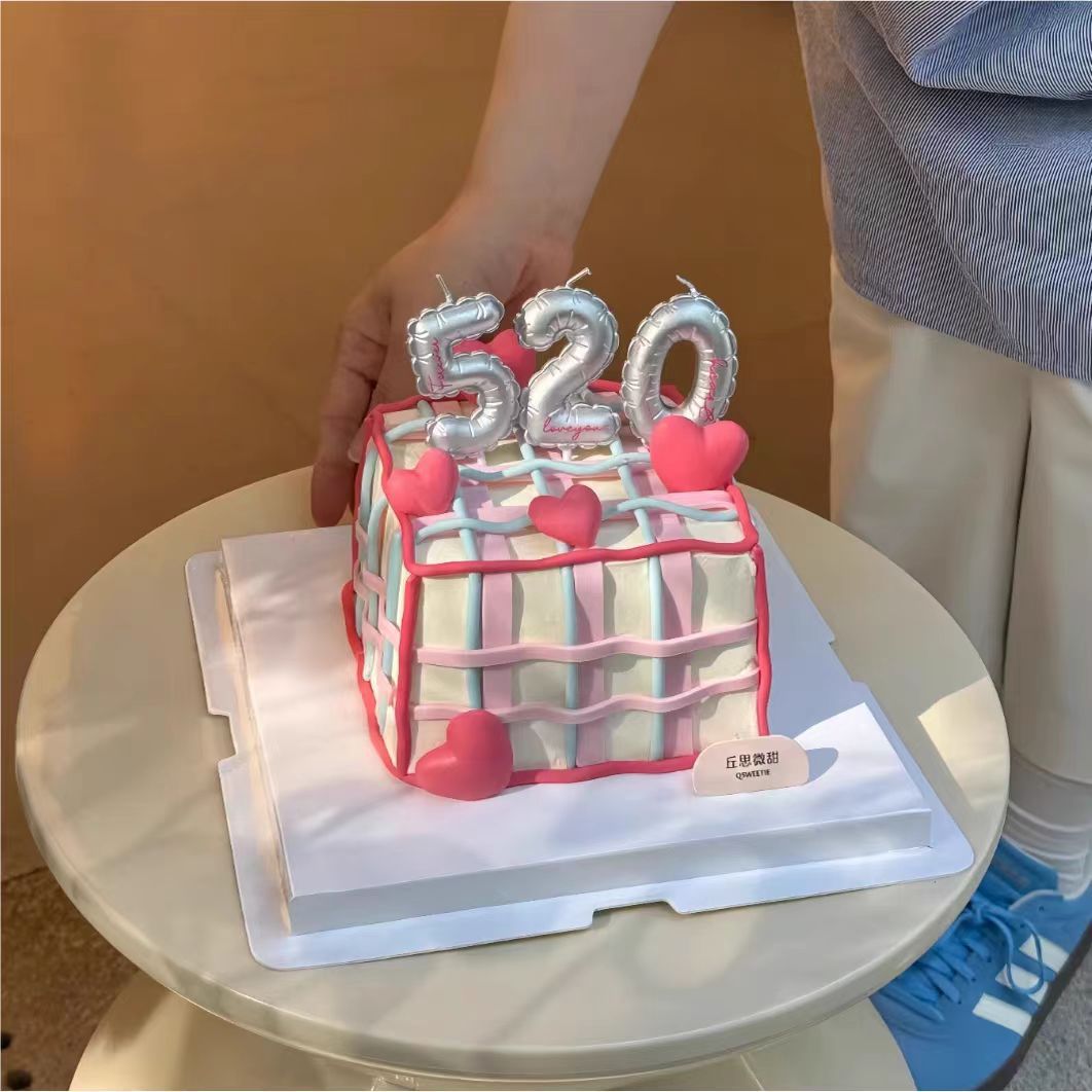 520 globo del día de San Valentín vela digital plateada decoración de pastel confesión pareja aniversario vacaciones complemento de horneado
