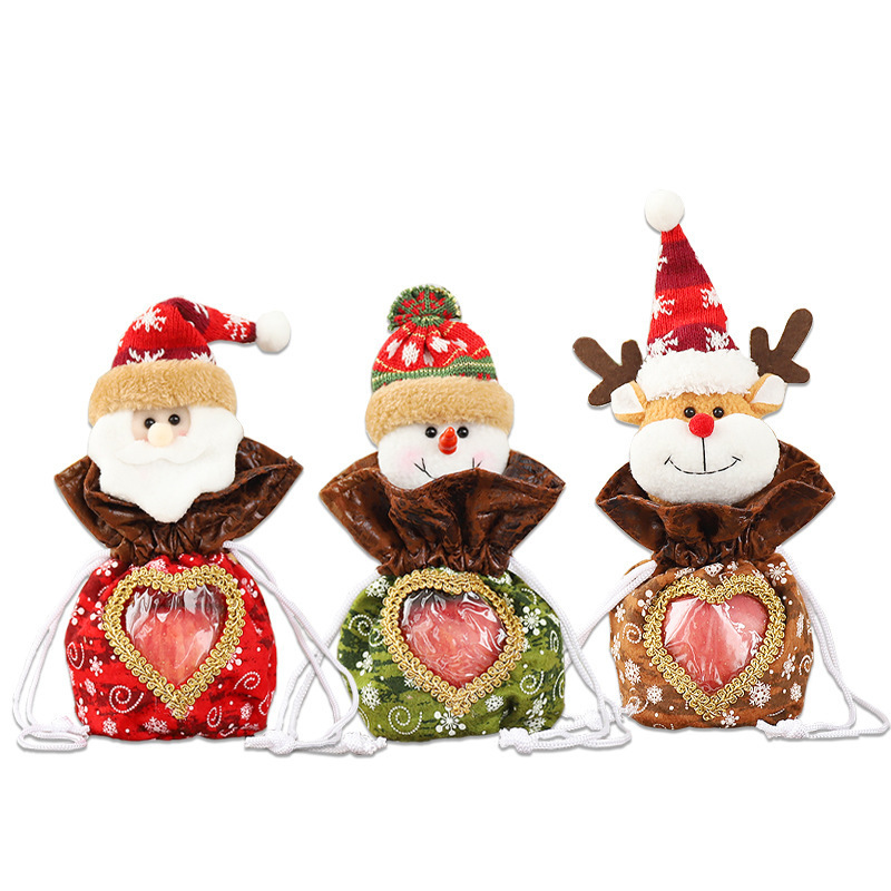 Transfronterizo nueva decoración navideña de dibujos animados transparente Apple bolsa de dulces bolsa de regalo bolsa de Navidad