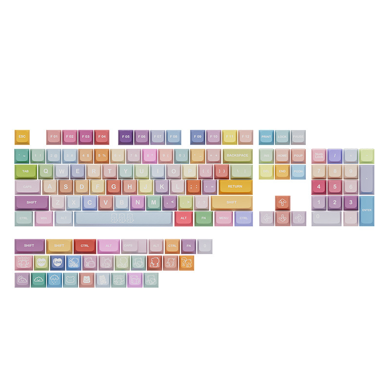 XDA高品質PBT素材ボールキャップ昇華プリントグミベアEVAフルセット汎用メカニカルキーボードキーキャップ|undefined