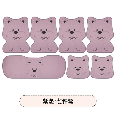 Seat cushion, seat cover: Women's Summer Seat, Rear Thin - printed-bow-west-highland-purple-seven-piece-set