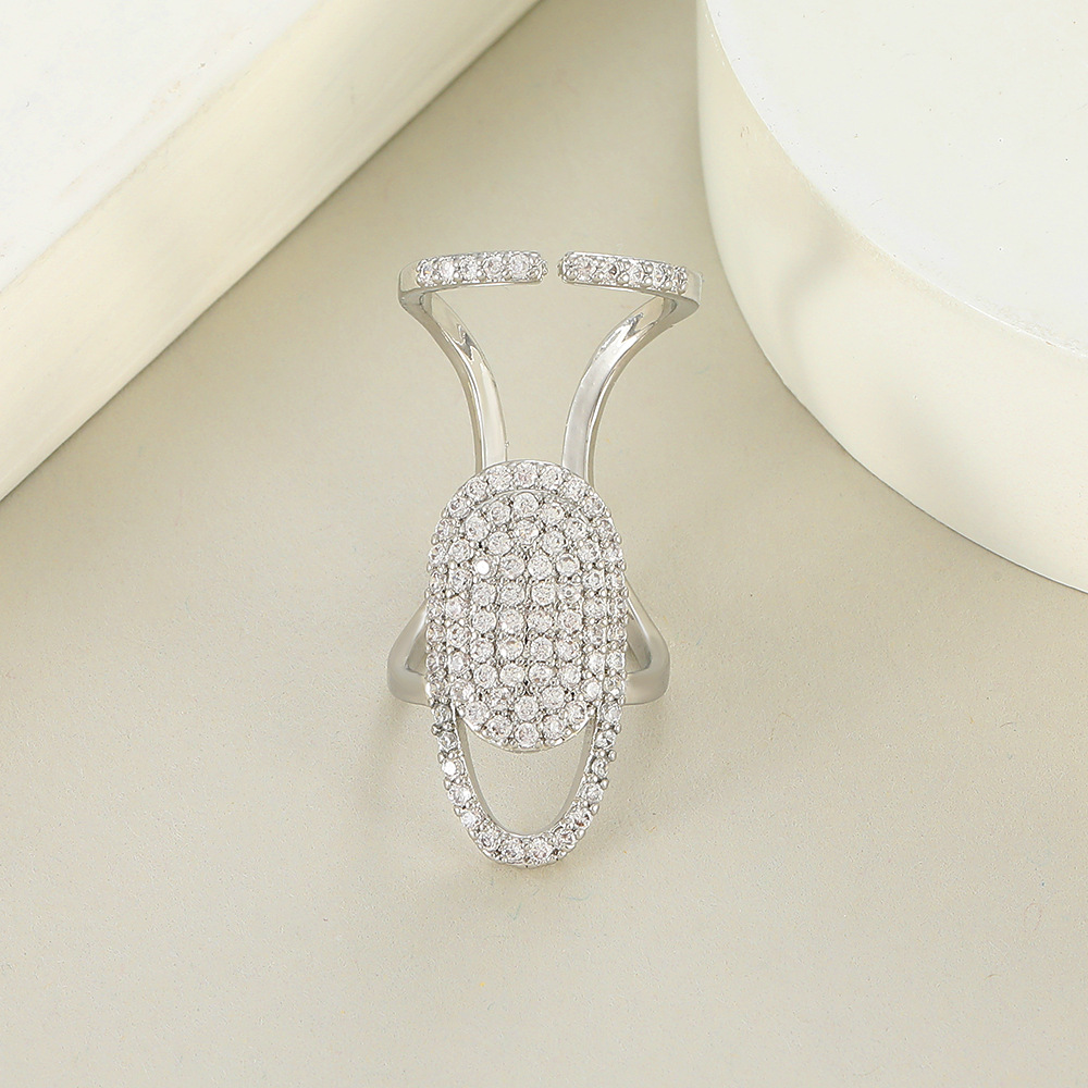 Fashion Geometric Copper Artificial Gemstones Rings 1 Piece