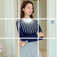 2025秋装新款潮流韩版披肩条纹半高领毛衣女套头修身针织衫女白色