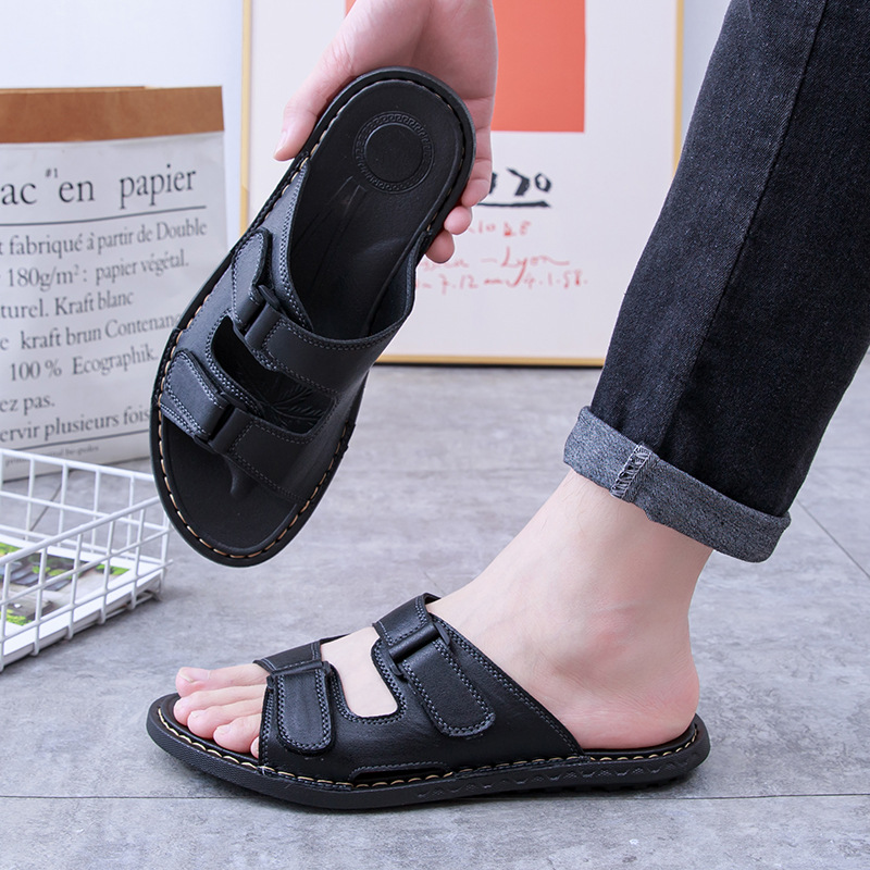 New Cross-Border Men's Slippers for Summer Outer Wear, Non-Slip, Wear-Resistant, Casual Slippers, Personalized Leather Sandals, Outdoor Slippers