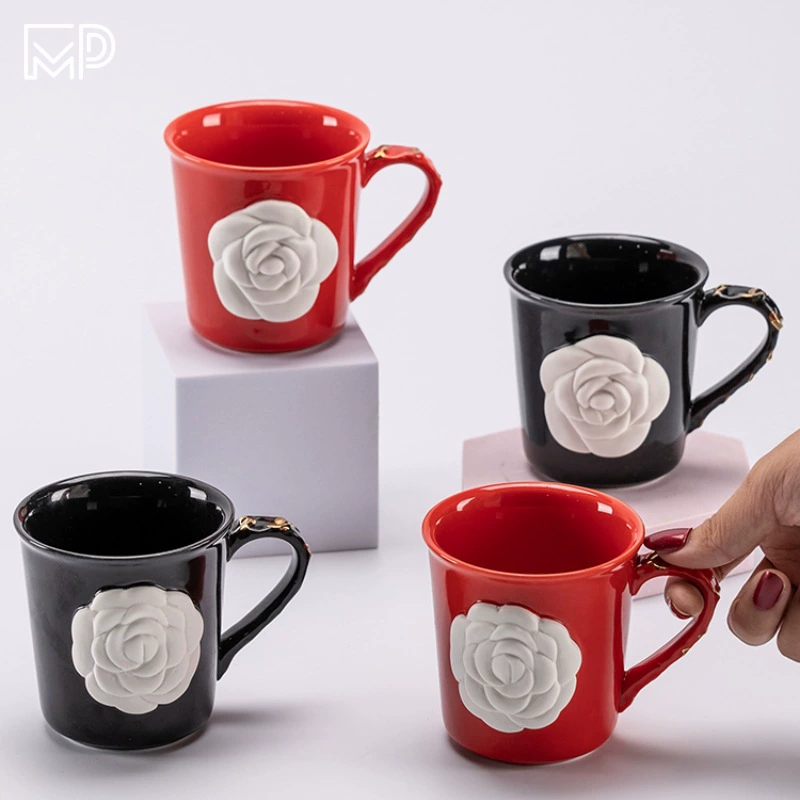Кружка маленького цветочного стиля керамическая чашка для camellia, питьевая чашка для девушек, подарок на День Святого Валентина, чашка для горячих напитков