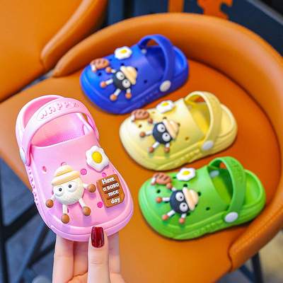 Детские нескользящие милые тапочки в стиле Crocs для мальчиков для раннего возраста, мягкая подошва, закрытый носок