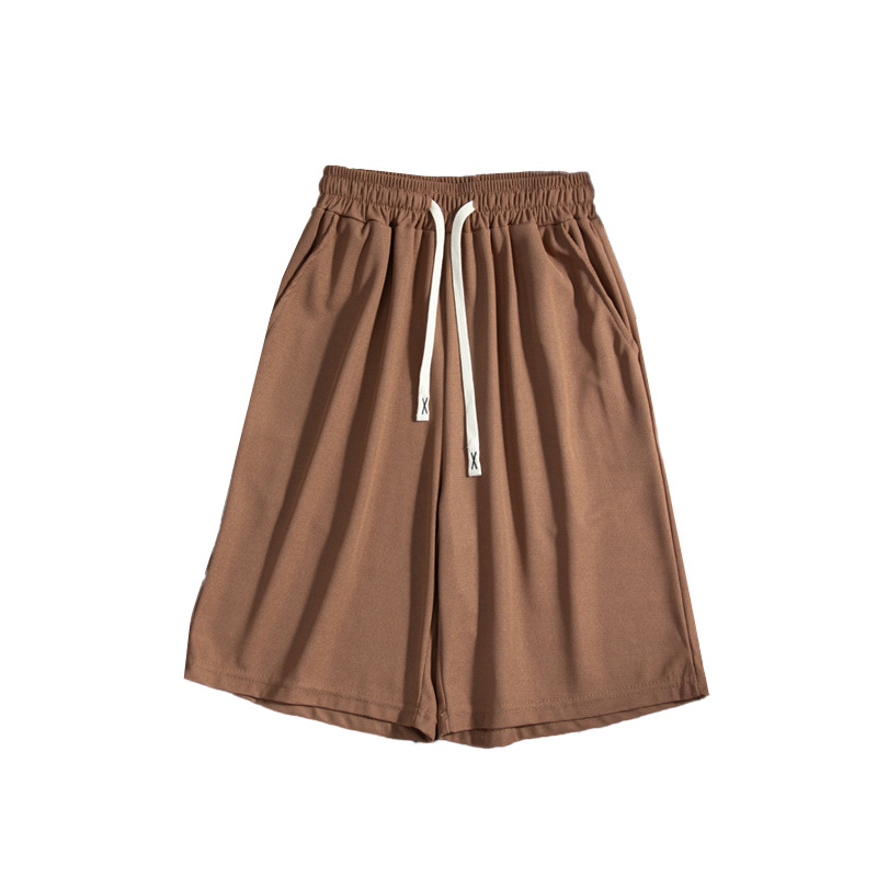 Primavera, verano y otoño nuevos pantalones de gofres de cinco puntos para hombres y mujeres con el mismo estilo pantalones casuales rectos pantalones simples de color sólido