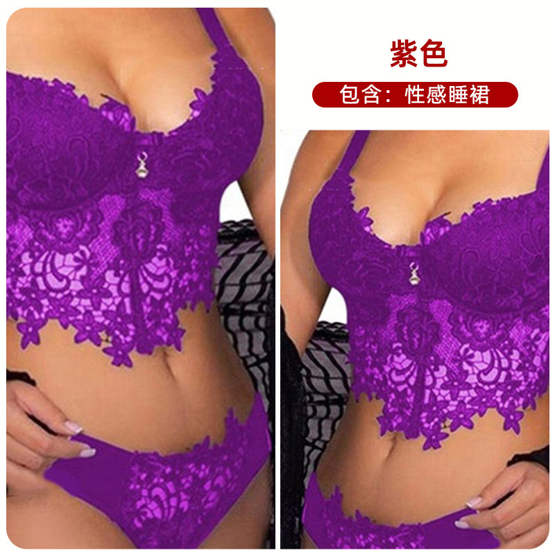 Europa y América transfronteriza sexy Lencería seductora perspectiva de tres puntos negro sexy encaje sin espalda sexy camisón de las mujeres