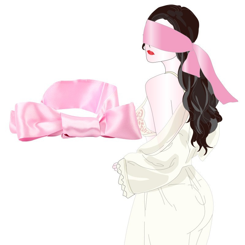 Deep Blue Satin Eye Mask with 150 cm Binding Hand Strap for Intimate Play — detail image 11