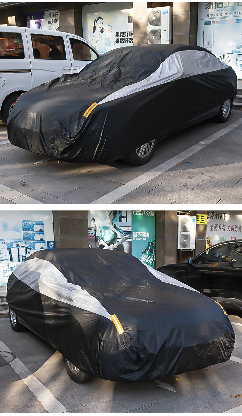 Car Cover 190t Silver-Coated Fabric Color-Blocked Car Cover Full Vehicle Sun Protection Cover Universal for All Seasons Waterproof and Dustproof Cover