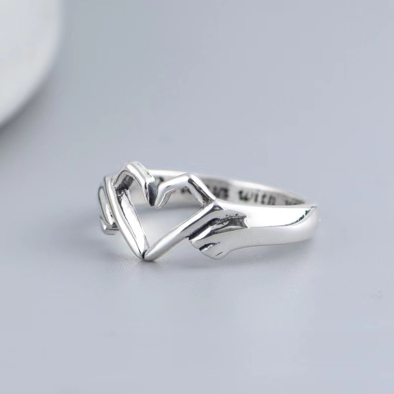 Damen Ring Mit Umarmenden Händen Und Herz-design Verstellbar_voghion.com