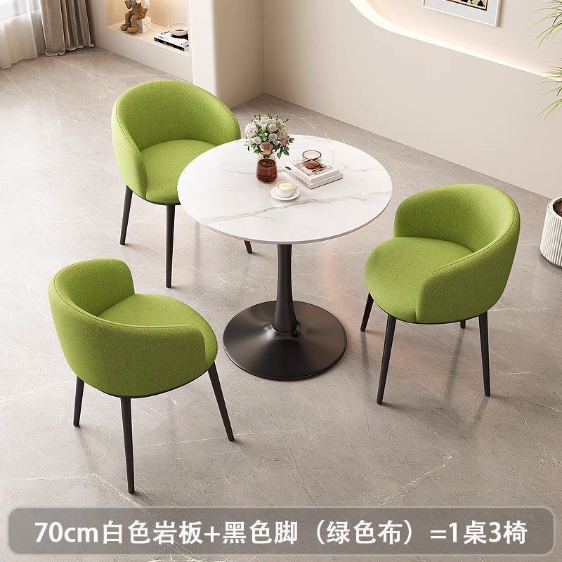 岩板小圆桌家用阳台简约轻奢酒店茶几椅子组合办公接待洽谈桌茶桌|undefined