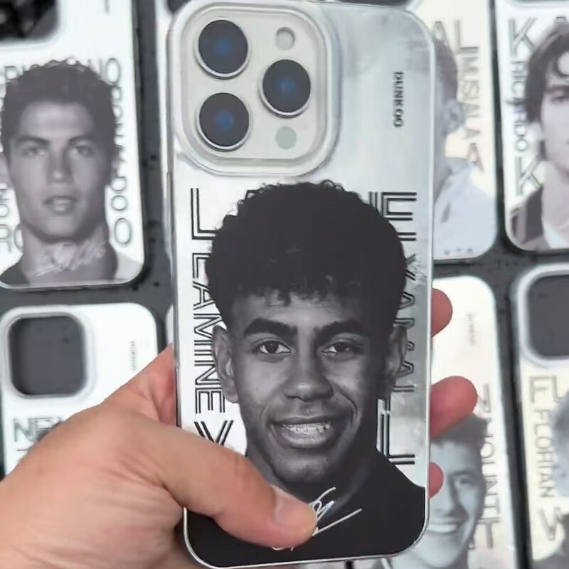 New Football Star Suitable for Apple 16Promax Mobile Phone Case Ihone15 New 14Pro Glacier Pattern Large Hole